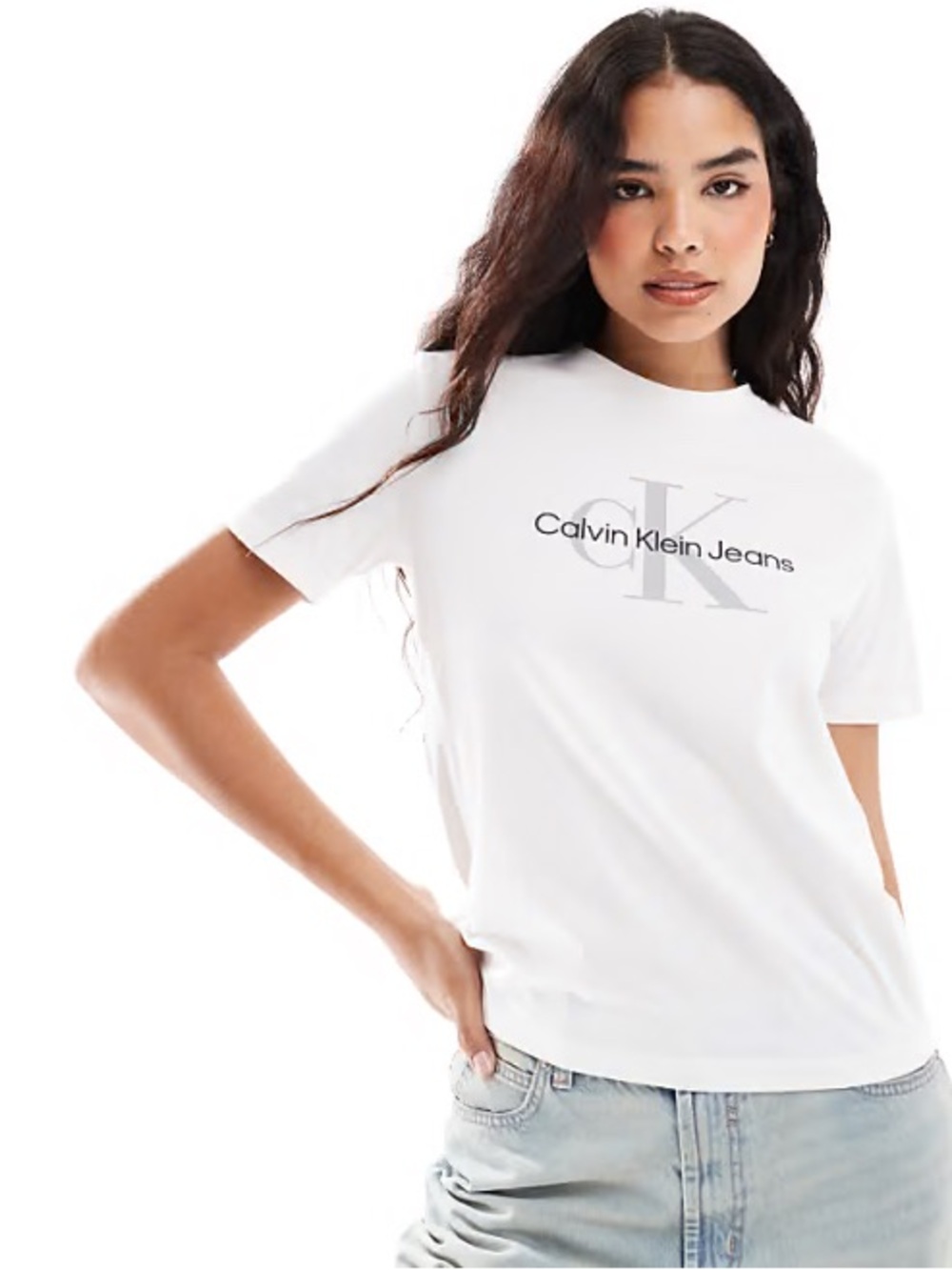 Calvin Klein Jeans White Logo Crewneck T-Shirt